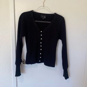 Black button cardigan with pearl buttons